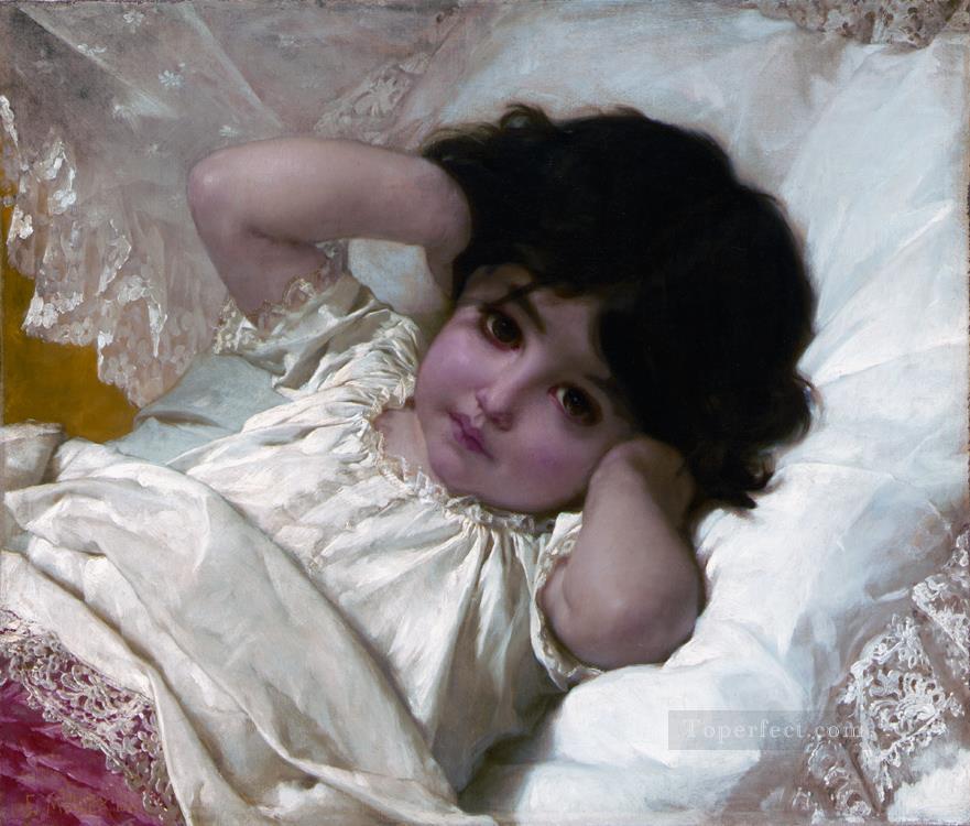 portrait de marie louise Academic realism girl Emile Munier Oil Paintings
